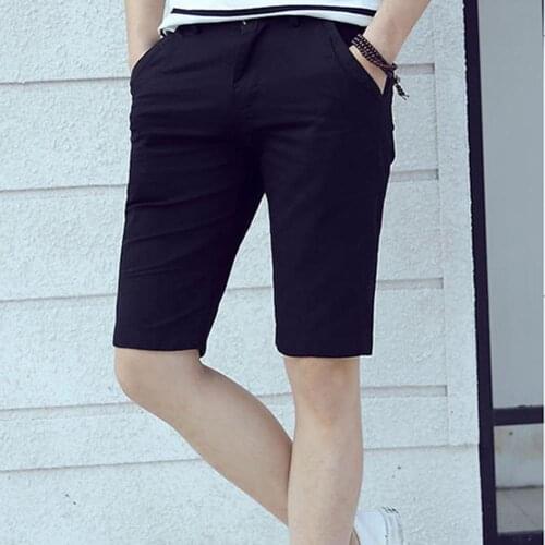 Mens Breeches Shorts Cotton Casual Black White Classic Brand Clothing Beach Shorts Male men Pockets Button Shorts Summer 2021