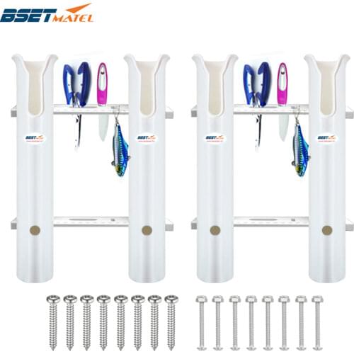 BSET MATEL 2PCS White plastic 2 Tubes Link fishing rod holders socket racks for boat marine fishing box kayak boat yacht