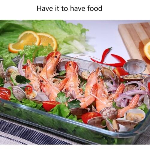 Household large capacity transparent rectangular tempered glass baking pan oven fruit plate grilled fish plate