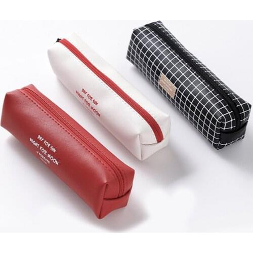 Cute Student High Capacity Pencil Case Kawaii Geometric Pencil Bags PU Octagonal Pen Bags School Supplies Stationery Gift