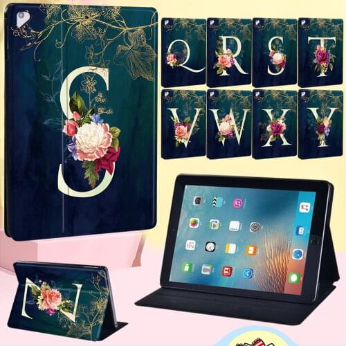 Tablet Case for Apple IPad Air 1/Air 2 9.7"/Air 3 10.5" 2019 /Air 4 2020 10.9" Flower Letter Series Leather Cover Case + Stylus