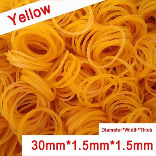 500g Yellow Quality Elastic Rubber Bands Sturdy Stretchable Packaging Band Loop O Rings 30mm*1.5mm*1.5mm For Home School Office