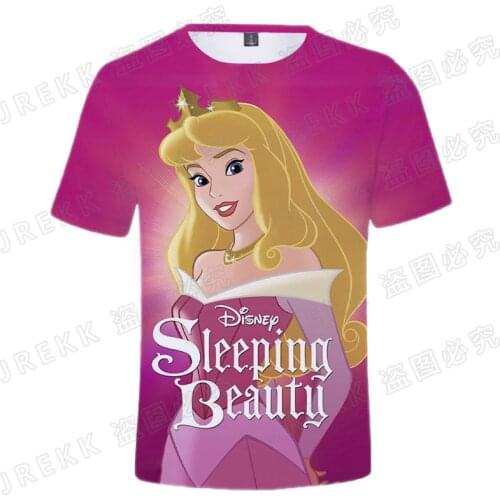 Disney Anime Sleeping Beauty T-shirt Men Women Children 3D Print Summer Short Sleeve Boy Girl Kids Cool Casual Tops Tee