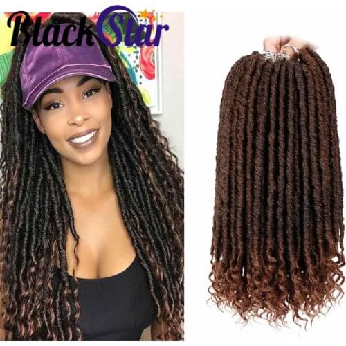 Black Star Goddess Locs Crochet Hair Faux Locs Crochet Hair Wavy Faux Locs with Curly Ends Synthetic Braiding Hair Extension