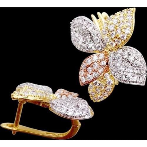 Lanyika Fashion Jewelry Graceful Butterfly Ear Loops Micro Plated Romantic Banquet Wedding Party Earrings Bridal Daily Best Gift