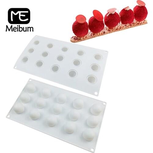 Meibum 15 Cavity Sphere Shape Silicone Cake Mold Ball Mousse Chocolate Dessert Muffin Pastry Mould Decorating Baking Tools