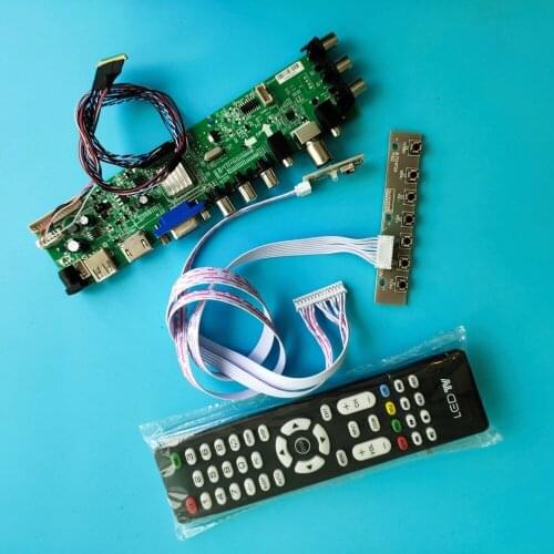 Kit For N140FGE-L32/N140FGE-LA2 1600X900 Signal digital LED USB VGA TV screen Panel DVB-T2 controller board HDMI AV 14" remote