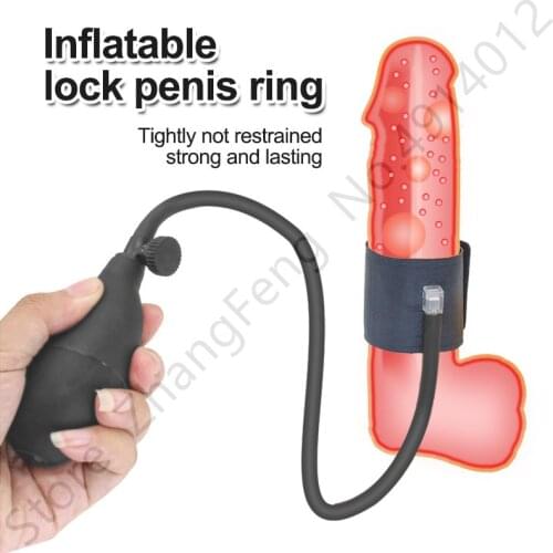 Inflatable Cock Ring Penis Pump Penis Sleeve Testicle Rings sex shop Penile Enlarger Extender Adult Erotic Sex Toys for Men BDSM