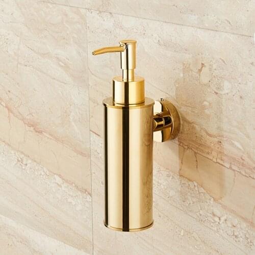Wall Mount Liquid Soap Dispenser Gold Stainless Steel Bathroom Accessories Detergent Shampoo Dispensers Hand Kitchen Soap Bottle