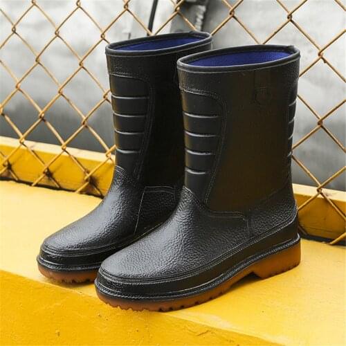 Flats Non-Slip Rain Boots Mens Womens Long-Tube Round Toe Fisher Boots Outdoor Water Shoes Waterproof Fly Fishing Boots Waders