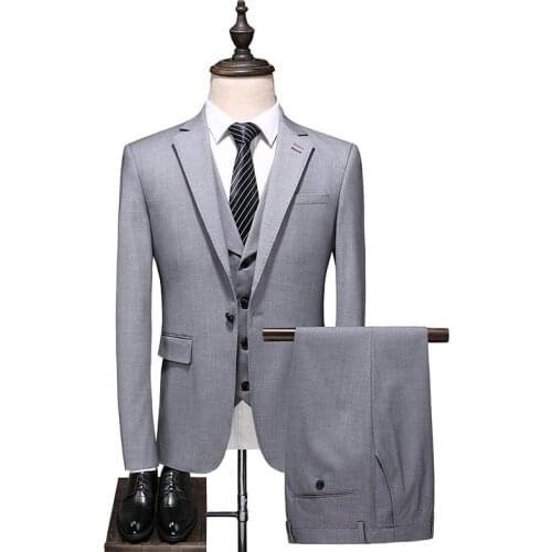 New 3 Pieces One Buttons Gray Mens Wedding Suits Shawl Lapel Wedding Suits for Men Groom Wedding Suits