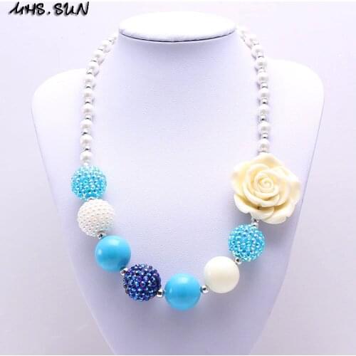 New Arrivel!Fashion Beautiful Flower Beads Kid Bubblegum Necklace Jewelry Finished DIY Kid Chunky Necklace For Girls Kid Baby
