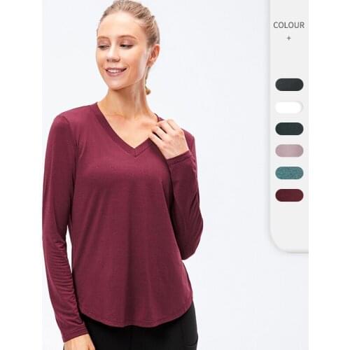 Autumn Women Sports Top Running Fitness Yoga Shirts Workout Gym Long Sleeve Clothing Casual Loose Training Jogging White Blouse