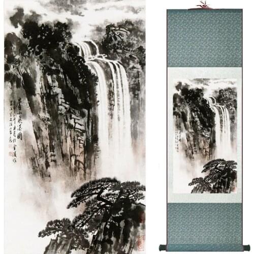 Landscape painting Home Office Decoration Chinese scroll painting mountain and River painting 2018082421