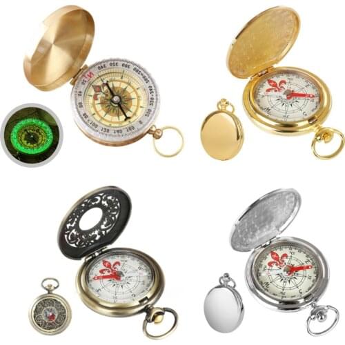 Retro Outdoor Hiking Navigation Compass Vintage Bronze Pocket Compass Kid Gift Retro Pocket Watch Compass Outdoor Tool