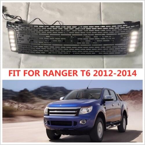 PICKUP CAR grill radiator EXTERIOR FRONT RACING GRILLE ABS GRILLS BUMPER MESH MASK TRIMS COVER FIT FOR RANGER T6 XLT 2012-2015.3