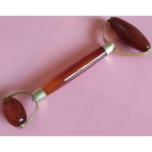 100% red agate / green jade facial massage roller anti wrinkle neck thin face beauty bar stick body massage face slimming wheel