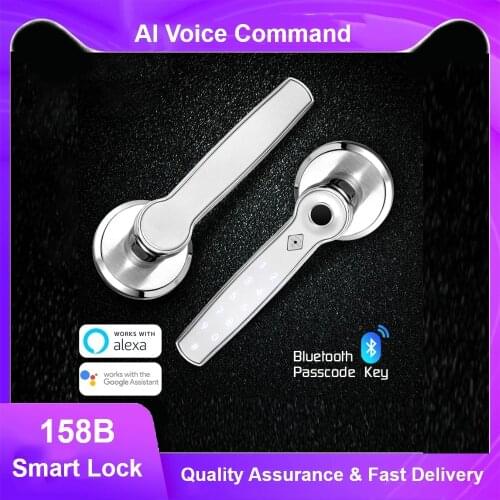 TTLOCK Wifi AI Voice Command Smart Door Lock Bluetooth Fingerprint Support Alexa Google Assistant Easy Replacement 158B