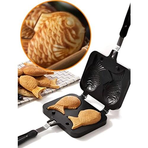 Fish Shaped Waffle Cake Maker With Silicone Oil Brush Breakfast Sandwich Machine Waffles Pot Baking Pan Mold Bakeware Tool New