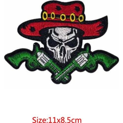 Lucky Clover Skull (Iron on) Embroidery Applique Garment hole decoration patch sticker
