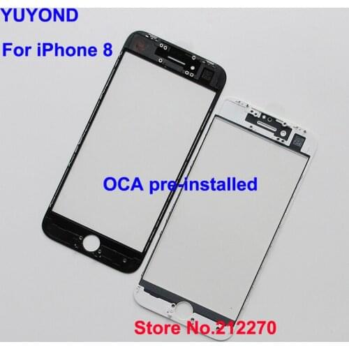YUYOND Outer Glass With Frame Bezel + OCA Pre-installed For iPhone 8 High Quality 200pcs Wholesale Free DHL EMS