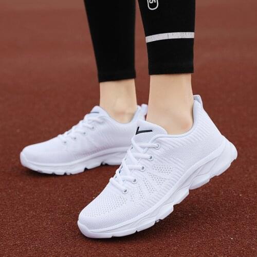 Women running shoes 2021 simple mesh solid casual shoes woman sneakers lightweight breathable lace-up female sneakers