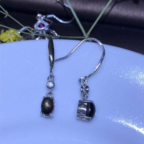 Womens new natural starlight gemstone ear hooks 925 silver super shiny birthday gift for friends