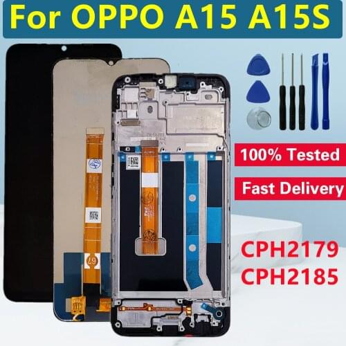 6.52" For OPPO A15 CPH2185 LCD Display With Frame Touch Screen Digitizer Assembly For OPPO A15S CPH2179 LCD Screen Replacement