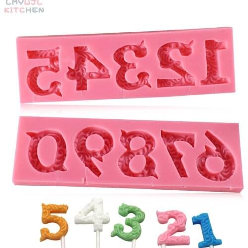 0-9 Digital Chocolate Silicone Mold DIY Lollipop Candle Candy Mold Baking Birthday Cake Decoration Accessorie Digital Resin Mold