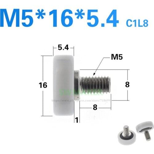 1pcs M5*16*5.4mm inner hexagon outer thread, bearing pulley, POM, EBH drawer display cabinet guide wheel, flat type