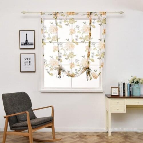 1 PCS Multi Size Peony Roman Curtain Flower Lace Tulle Woven Window Curtain Home Room Decor Drop Ship Sale