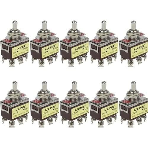 10pce toggle switch silver contact six feet two gear 1321 shake switch button switch 15A250V