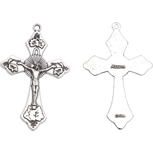 100pcs of 2 Inch Metal Rosary Small Leaf Crucifix Cross