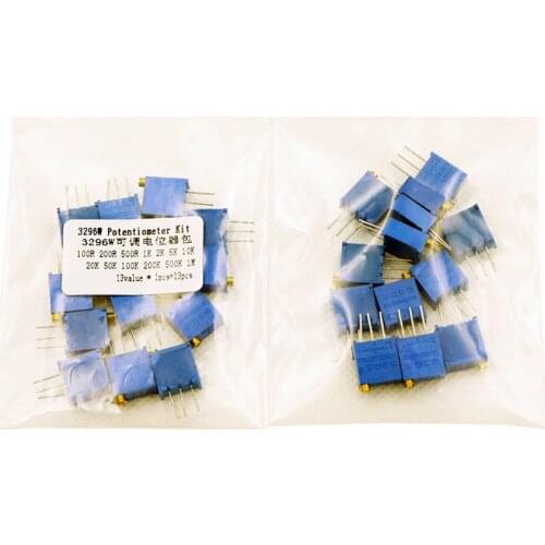 13pcs = 13kinds * 1pcs 3296W adjustable potentiometer Kit contains 100R 200R 500R 1K 2K 5K 10K 20K 50K 100K 200K 1M