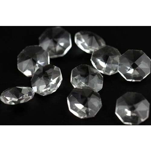 14mm No Holes 50pcs/100pcs/1000pcs Clear Color Octagon Beads For Chandelier Prism Parts