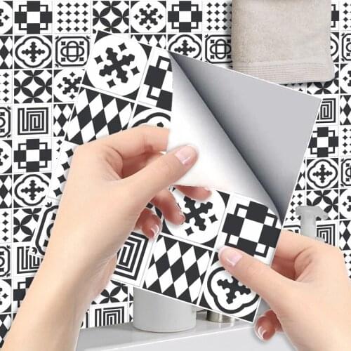 20*20cm*6pcs DIY Geometric Tile Renovation Kitchen Bathroom Dining Room Wall Floor Decoration Stickers Waterproof