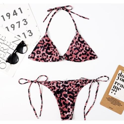 2021 Two Piece Swimsuit For Women Leopard Print Sexy Halterneck Swimsuit Swimwear Beachwear Swimsuit Pool Party Bikini