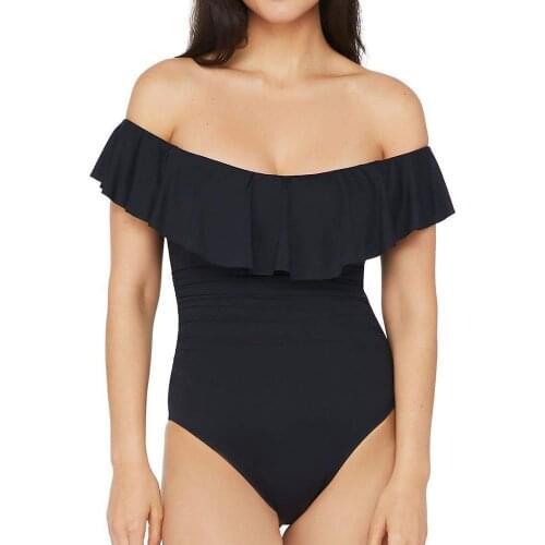 2020 Swimsuit Solid Lace Womens Bathing Suits Hollow Out Swimwear Black One Piece Swimsuit Fused Womens Swimming Suit Bathing