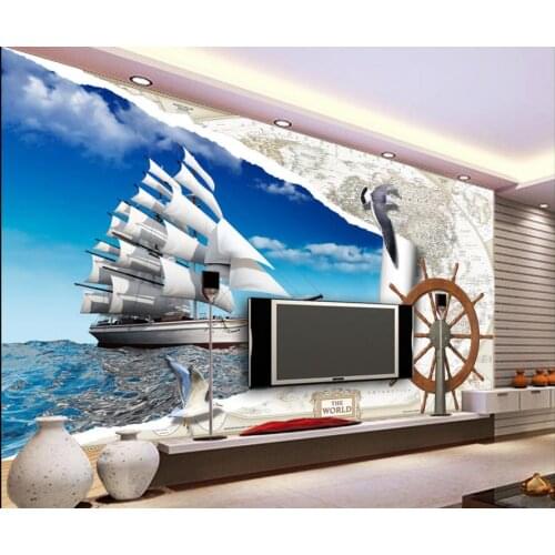 Custom photo 3d wallpaper Non-woven mural European sailing the world map painting 3d wall murals wallpaper for living room