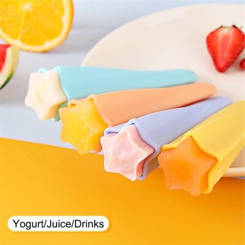 4/8 Pcs Summer Popsicle Maker Lolly Mould Star-shape Silicone Ice Pop Molds Forms for Ice Cream Reusable DIY Ice Cube Molds Tool
