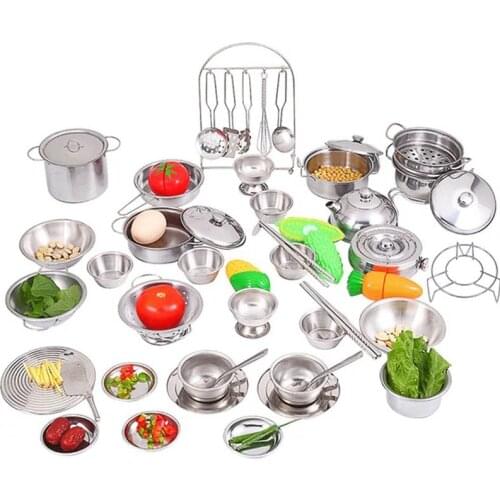 40 Pieces Children Mini Kitchen Toy Cookware Pot Pan Kids Pretend Cook Play Toy Simulation Kitchen Utensils Toys Children Gift
