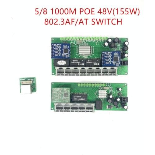 5/8 port mini poe Gigabit switch module 48V2A 96w-144w 3 port 10/100/1000M switch module PCBA Motherboard RJ45 POE switch