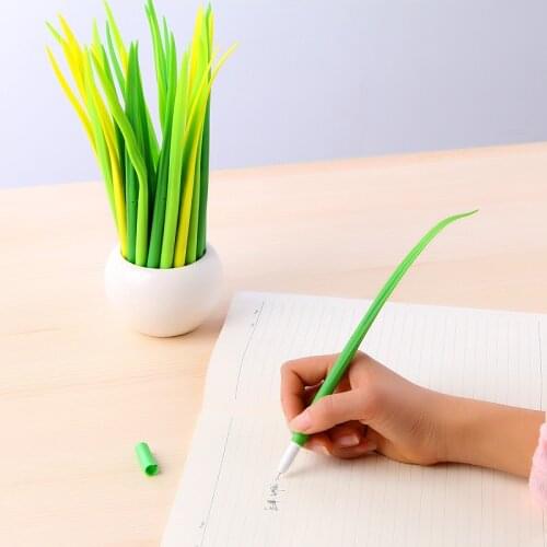 5 Pcs Tiny Green Grass Gel Pen Blade Grass Potting Decoration Zakka Stationery Caneta Office Supplies Kawaii School Supplies