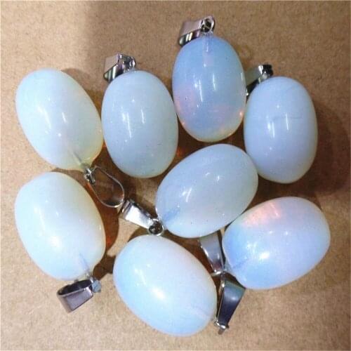 50Pcs 20x12mm Wholesale White Opal Oval Pendant Bead DIY Earrings Jewelry Accessories S621