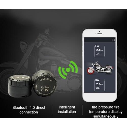 Motorcycle Bluetooth Tyre Pressure Monitoring System With 2 Sensors LCD Display Anti-Theft Function Waterproof For Motorcycles