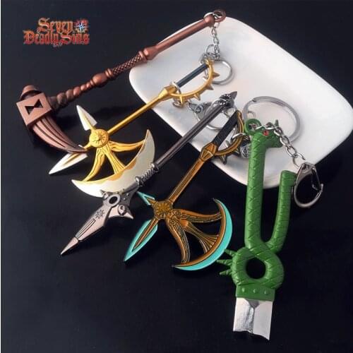 The Seven Deadly Sins Weapon Model Zinc Alloy Keychains Anime Meliodas LostVayne Gideon Chastiefol Rhitta Open bottle Key Chain