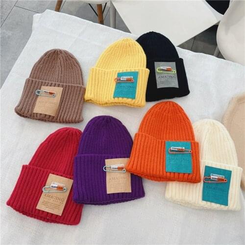 Pudcoco Childrens Autumn Winter Warm Hats Fashion Personalized Letters Woolen Knitting Hats 12 Colors