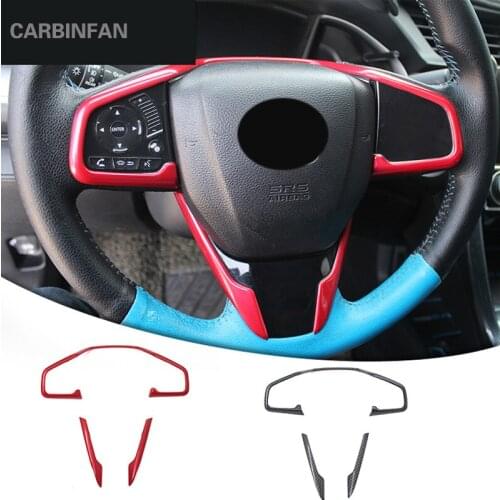 For HONDA CIVIC 2016 2017 2018 Type R ABS Carbon Fiber Steering Wheel Sticker Steering Wheel Switch Button Cover Sticker Trim