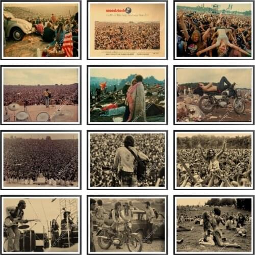 1969 Woodstock rock music festival/retro craft paper decorative painting posters vintage paper craft Home Decor wall sticker