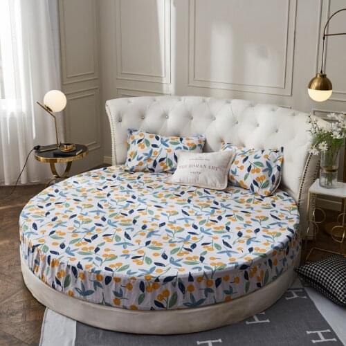Round Elastic Fitted Sheet Home Decor Bed Sheets Double Couple Mattress Cover 200/220 Cm Full Queen King Hotel Bedspread